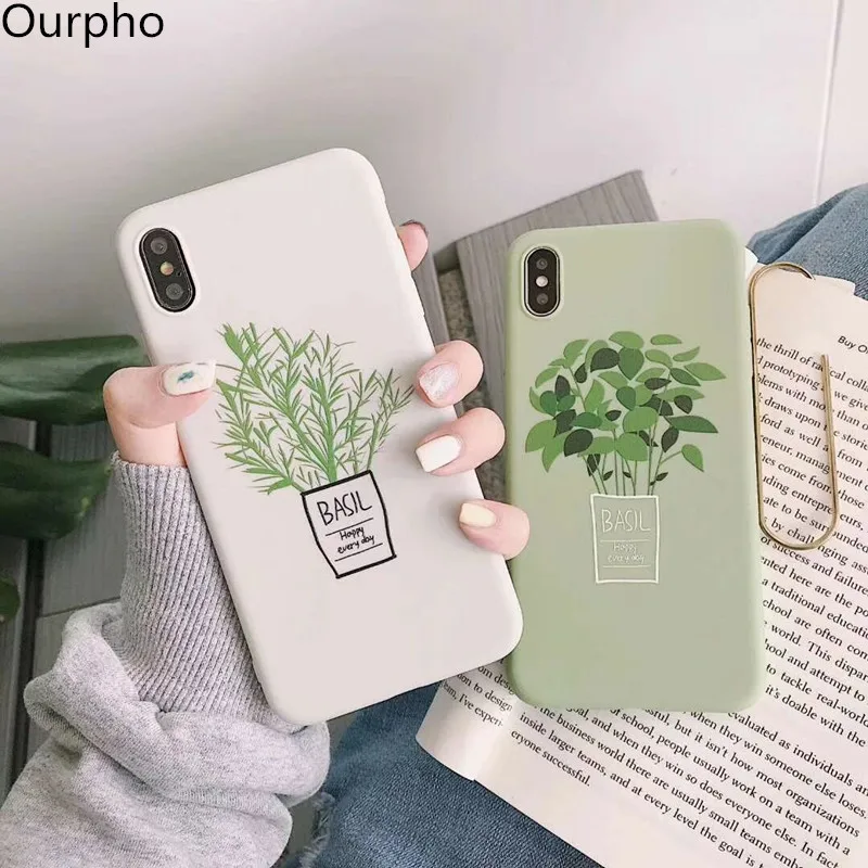 Ourpho толстый мягкий чехол из ТПУ для iPhone X XR XS MAX лето новый свежий и простой 6 6s 7 8 plus