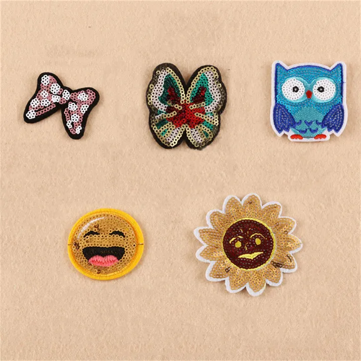 4 Sequin Embroidered Patches Heart Star Motif Cartoon Patches For Clothing DIY Patch Sew Iron on Stickers Applique Accessories For Hat