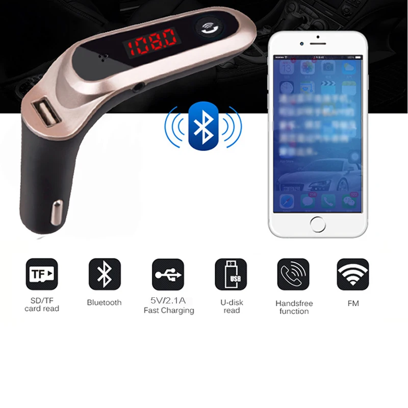 

Car Kit Handsfree Wireless Bluetooth FM Transmitter LCD MP3 Player USB Charger 2.1A Car Accessories Handsfree