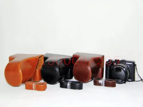 

Free shipping PU Camera Case Bag with Shoudler Strap For canon g3x Camera