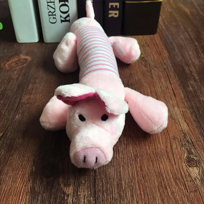 1 pcs Dog Pet Puppy Plush Sound Chew Squeaker Squeaky pink Pig Elephant