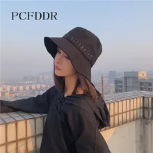 PCFDDR японский Зонт шляпа котелок вышитые с женский письмо корейского широкие поля рыбака кепки