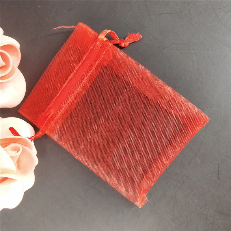 100 шт органзы сумки прозрачные сумки упаковки холст украшение для свадьбы подарок сумки саше подарочная Сумка из органзы 6X8 см X 9 см X 14 см 12X17 см 6z - Цвет: red