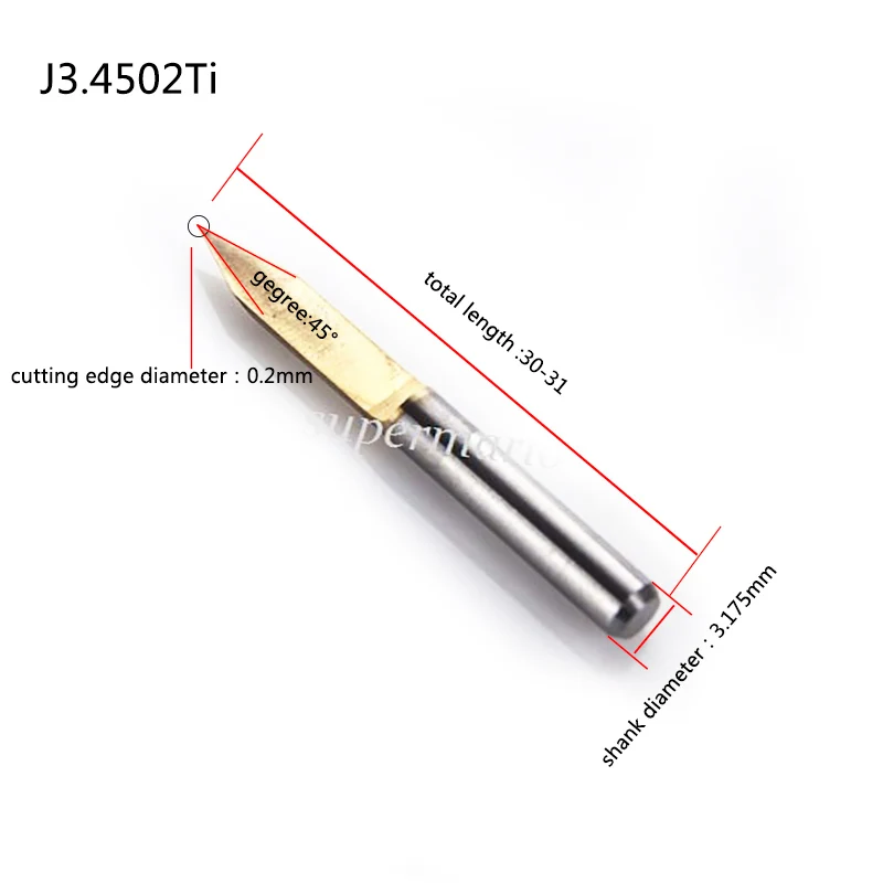 Shina 10 шт. Фрезерный резак с титановым покрытием нож с карбидным лезвием 1/" хвостовик градусов 10-90 PCB гравировальные биты CNC Маршрутизатор Инструменты Концевая мельница - Длина режущей кромки: J3.4502Tix10pcs