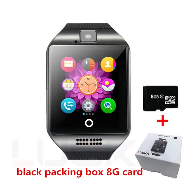 Умные часы Q18, умные часы с поддержкой sim-карты TF, телефонного звонка, с камерой сообщения, Bluetooth, подключение для телефона Android IOS - Цвет: Q18 Black with 8G