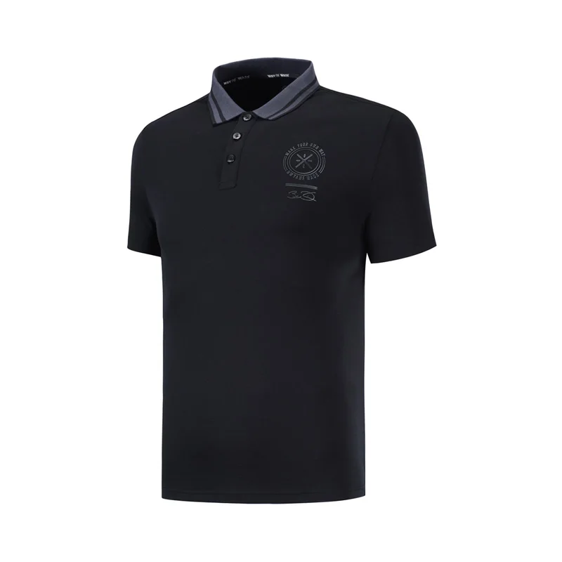 Li-Ning, мужские футболки поло серии Wade, хлопок, приталенная, повседневная, мягкая, удобная, Спортивная футболка с подкладкой, APLP031 MTP497 - Цвет: APLP031-1H