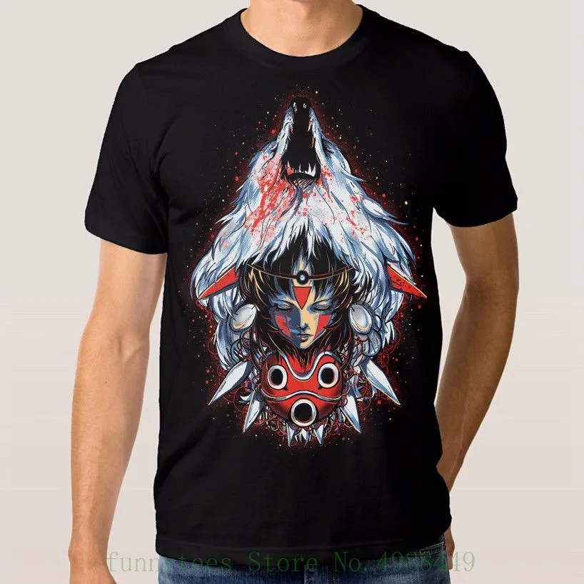 Футболка принцессы Mononoke Art студийная футболка из аниме Ghibli Мужская 100% хлопка всех