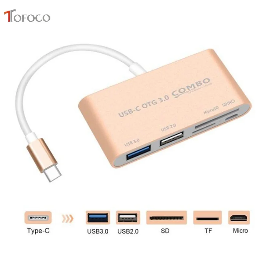 TOFOCO USB 3,1 Тип C к USB 3,0 концентратор SD TF устройство для чтения карт памяти OTG адаптер usb Тип C к USB 3,0 концентратор для Xiaomi планшеты