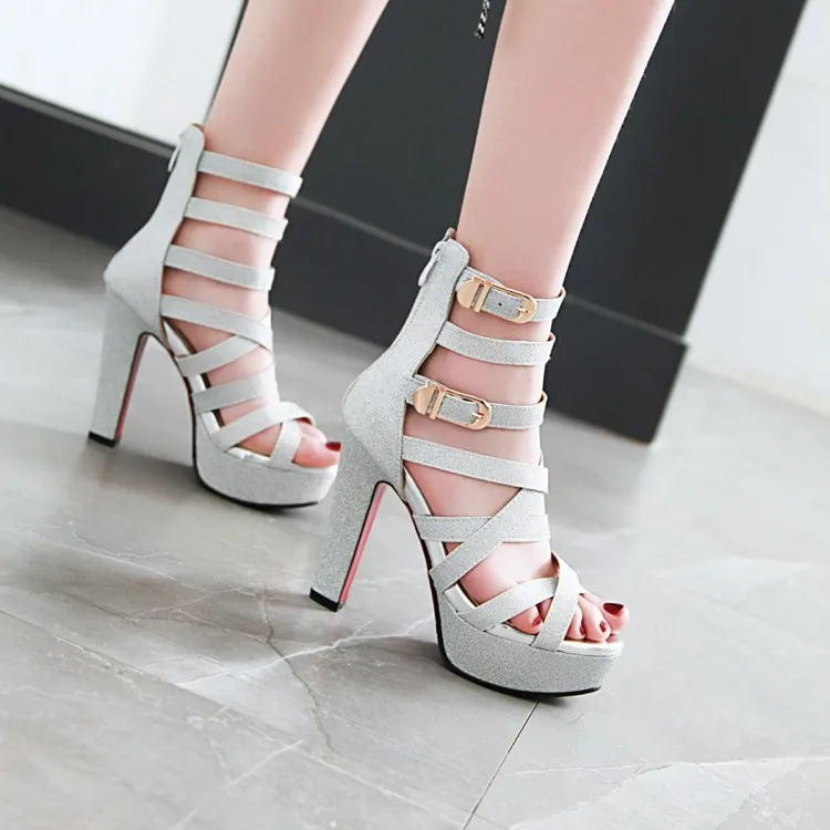 

Big Size 9 10 11-17 ladies summer platform sandals women shoes woman Belt buckle back zip broadband combination