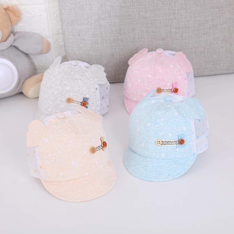 

Cute Baby Hats Baby Boys Girls Kids Star Print Hat Cotton Mesh Baseball Cap Sunhat Cotton Ear Baby Caps