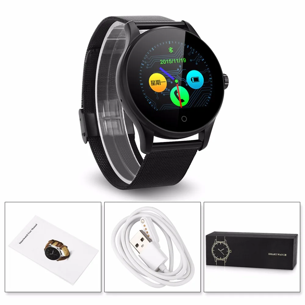 K88H Smart Watch HD Display Heart Rate Monitor Pedometer Fitness Tracker MTK2502C Men Smartwatch Connected For Android IPhone