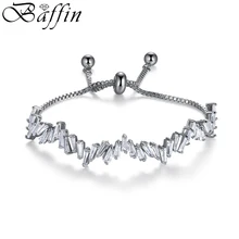 BAFFIN регулируемый браслет для женщин Pave AAA кубического циркония высокого качества простой серебристый цвет очаровательный Кристал браслет
