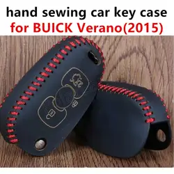 Только красный, пригодный для BUICK Verano (2015) швейные рук из натуральной качественной кожи ключа автомобиля чехол автомобилей ключ крышка
