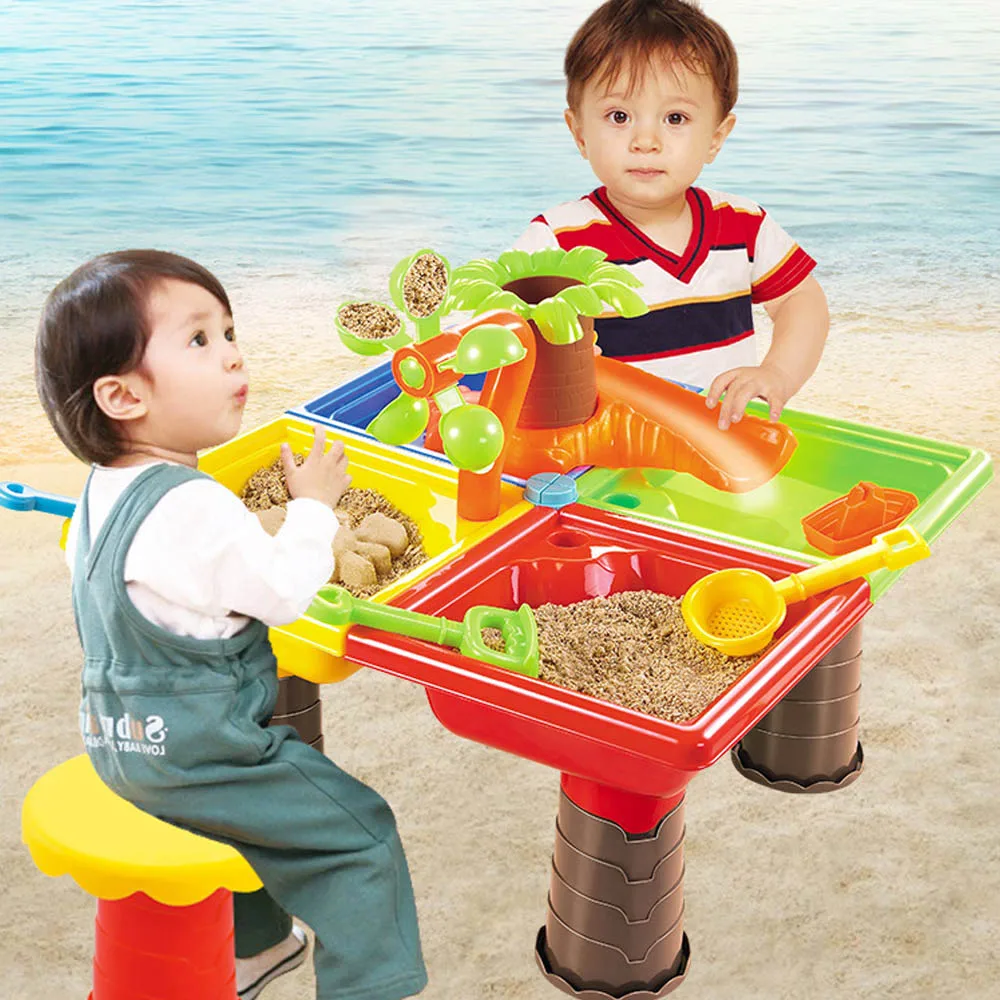 Table de sable en plastique bébé jouets d'été interactif plage eau jouer jouets sable Dune outil pour enfants enfants jouer avec boîte au détail