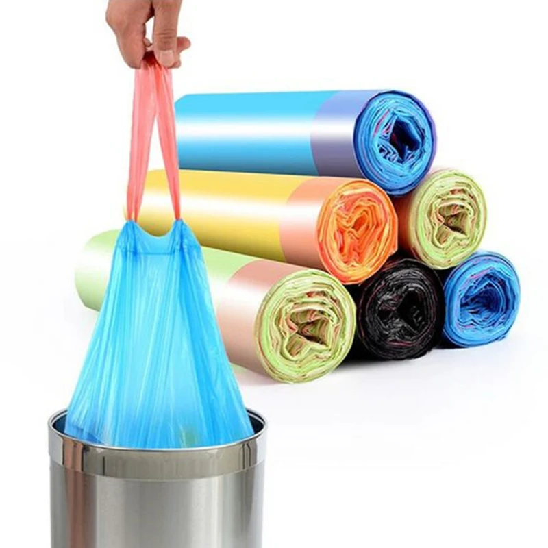 

15pcs/roll Convenient Kitchen Auto close Garbage Bag Single Color Thickened Breakpoint One-off Cleaning Waste Plastic Trash Bag