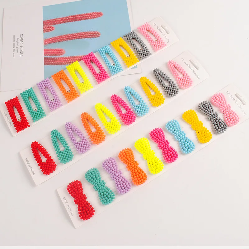 

New 10pcs/set Korean Women Girls Pearl Style Hair Clip Combination Barrette Neon Color Ball Hairpins Hair Styling Accessories