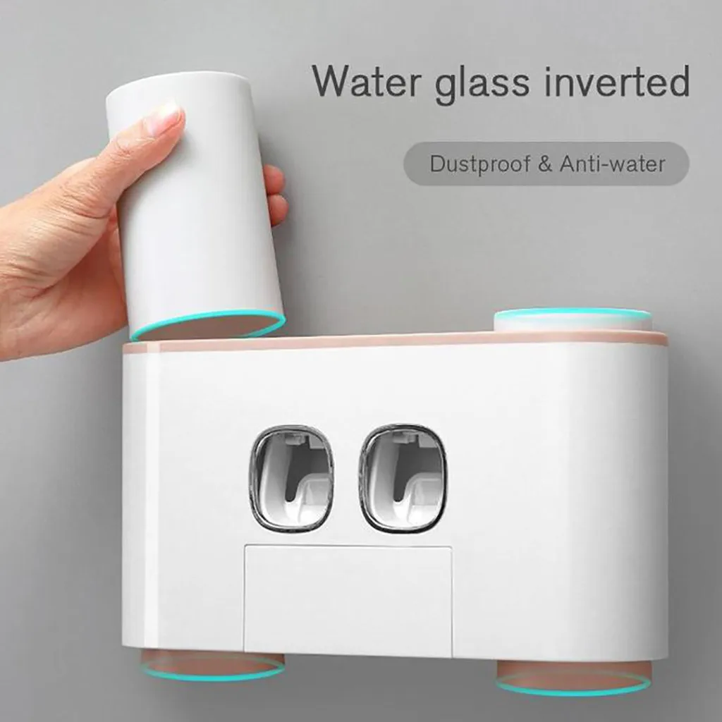

Toothbrush Holder Auto Squeezing Toothpaste Dispenser Set Home Wall Mount Stand Hanger Cabinet Door Chest Hanging Storage19jul9