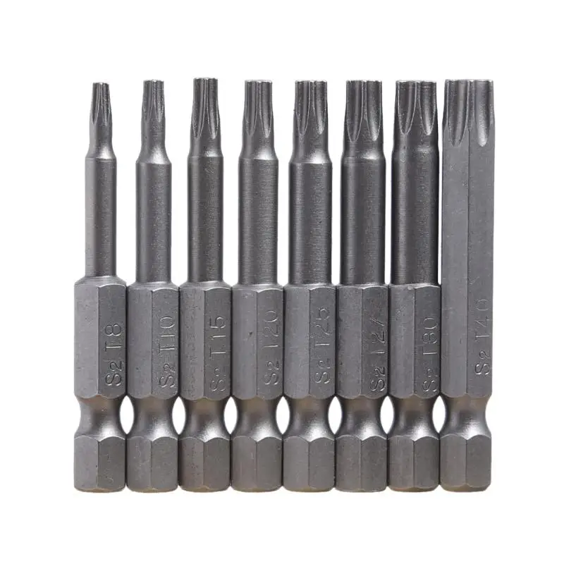 8Pcs/Set 50mm Magnetic Torx Screwdriver Bits 1/4 Hex Shank Power Tools T8/T10/T15/T20/T25/T27/T30/T40 8Pcs/Set 50mm Magnetic Torx Screwdriver Bits 1/4 Hex Shank Power Tools T8/T10/T15/T20/T25/T27/T30/T40
