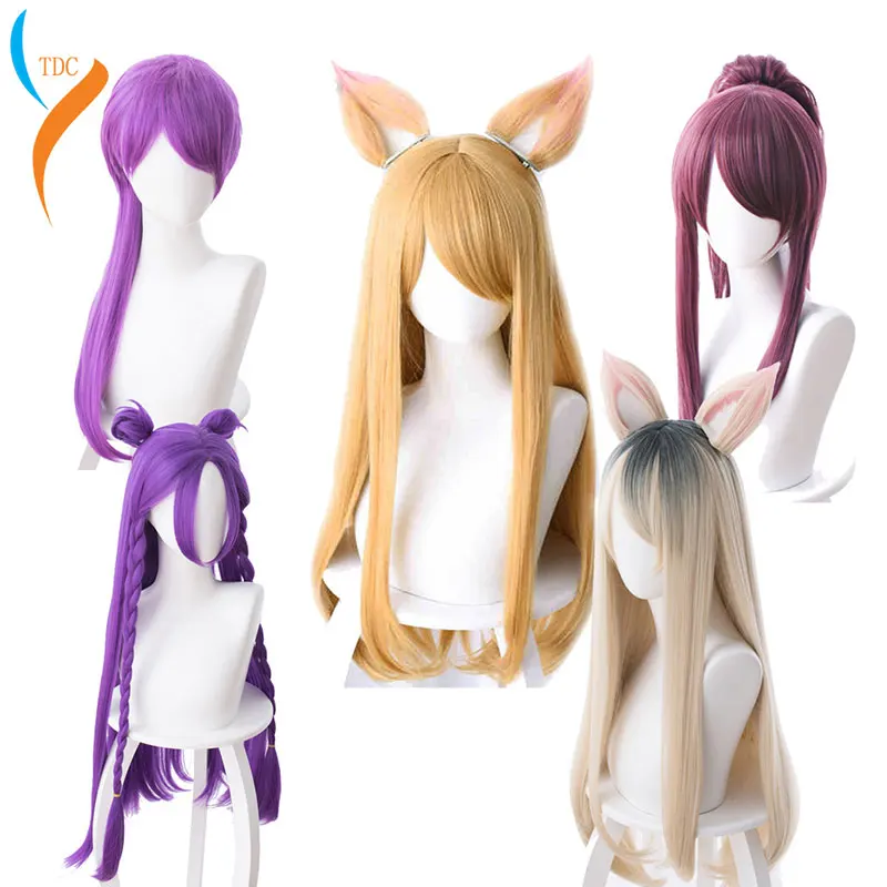 

Hot Game LOL KDA Cosplay Wig Akali Ahri Evelyn Kaisa Cosplay Wig Heat Resistant Synthetic Wig Halloween Carnival Party Cos Wigs