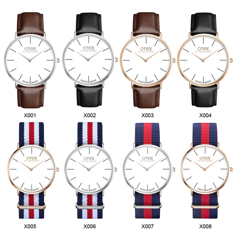 

otex Top Brand Watches Men & Women High Quality Nylon Leather Rose Gold Silver Clock 40cm Relogio Masculino Femme