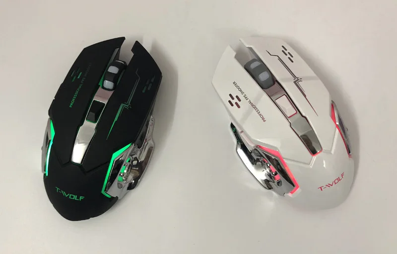 T-WOLF Q13 Rechargeable Wireless Mouse Silent Ergonomic Gaming Mice 6 Keys RGB Backlight 2400 DPI for Laptop Computer Pro Gamer mouse for apple mac