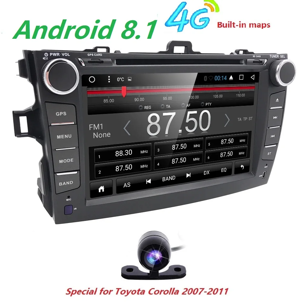 Flash Deal Hizpo 8 inch Car Stereo GPS For Toyota corolla 2008 2007 2009 2010 2011 Multimedia head unit navi Wifi Steering wheel control 4g 1