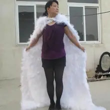 На заказ модный качественный белый плащ с перьями Вечерние подиум для моделей COS Свадебные реквизиты 180 см Хэллоуин Сексуальные плащи EMS