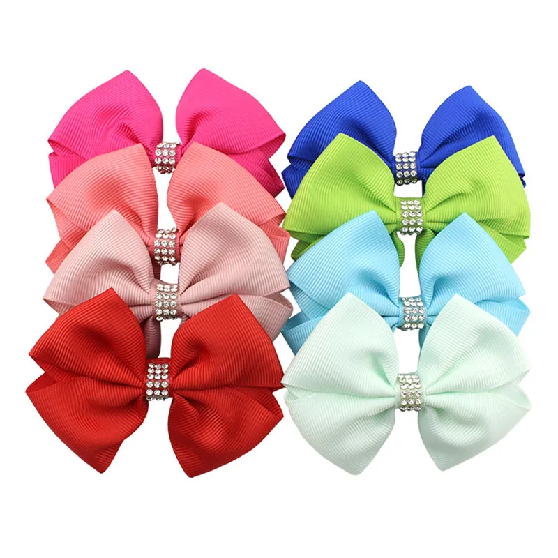 20Pcslot 3.6 Inch Colourful kids Boutique Ribbon Bows With Clip Hair Accessories For Baby Girls Children Hair Pins Hair Clip  (2)