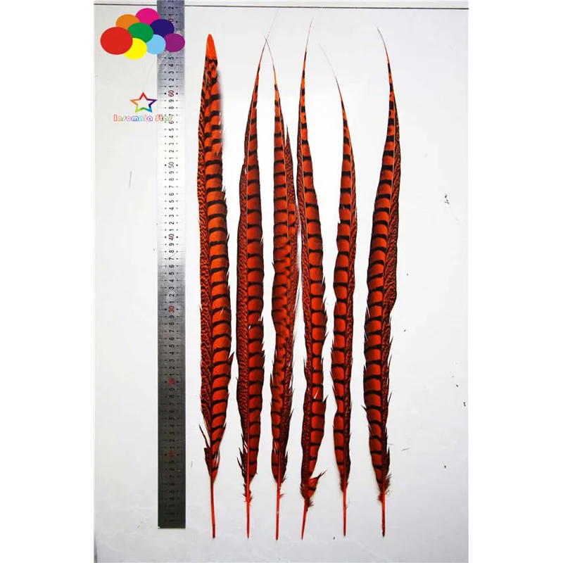 

50pcs 24-44inch/60-110cm dyed tail orange precious 100% Natural copper pheasant feathers for carnival feathers Diy costume