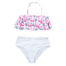 19018 купальник с принтом Холтер Большой оборками с разрезом и высокой талией купальник европейский и американский Летний сексуальный бикини