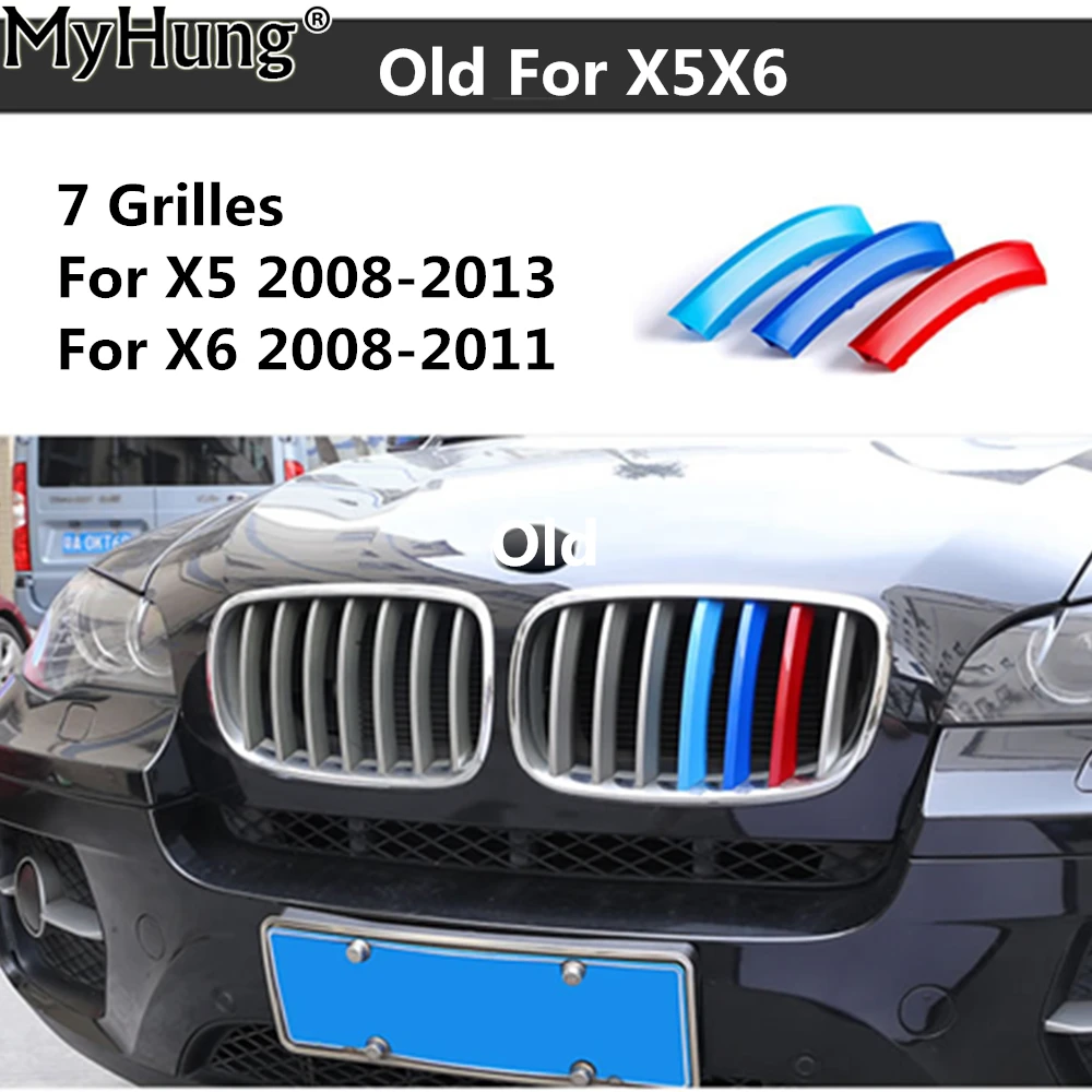 Для BMW X5 E70 2008 до 2013 X6 2011 E71 3D M Стайлинг передняя решетка отделка полосы Гриль