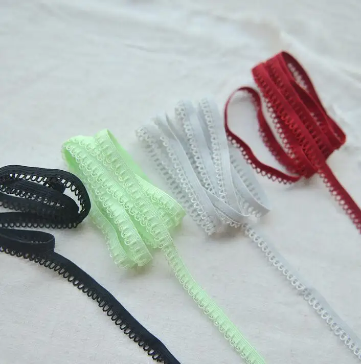 

Wholesale 10 Meters High-quality Embroidered Stretch Lace Ribbon Elastic Colorful Lace Trim for Underwear Headwear Hair