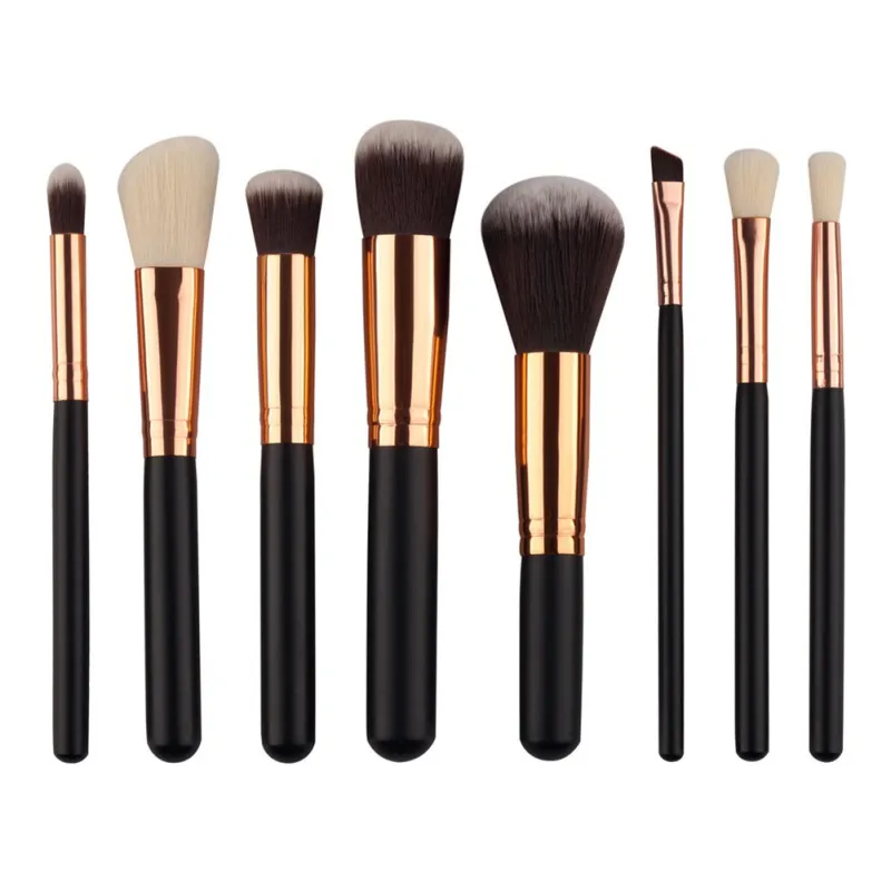 

2017 New 8 Pcs Rose Golden Complete Eye Set Eyeshadow Eyeliner Blending Pencil Makeup Brushes DH590