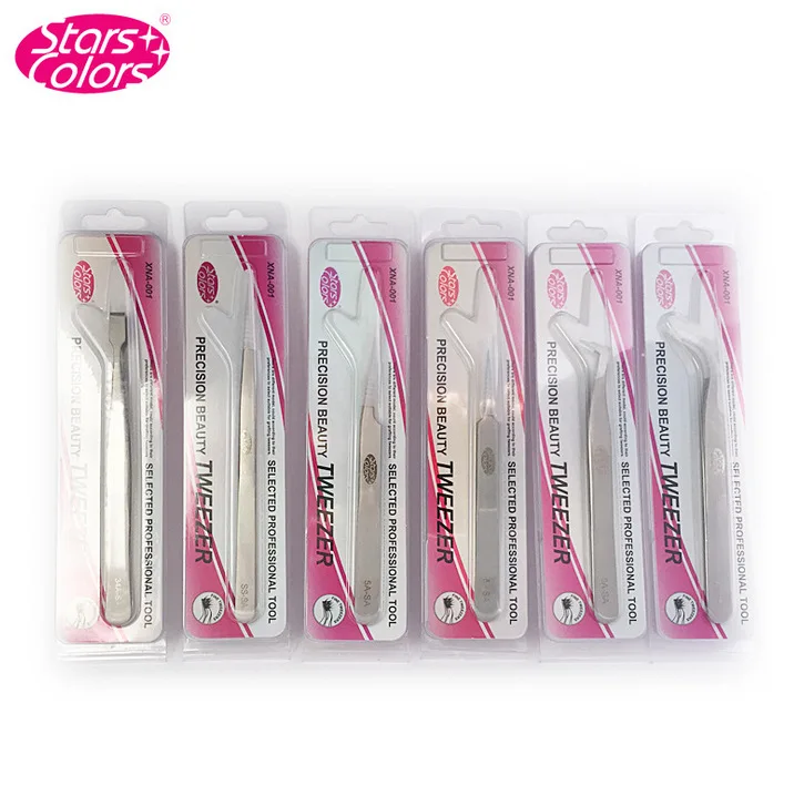 Star colors False Eyelash Tweezer Pro Lashes picker diagnostic-tool Mink Lash Tweezwer | Красота и здоровье