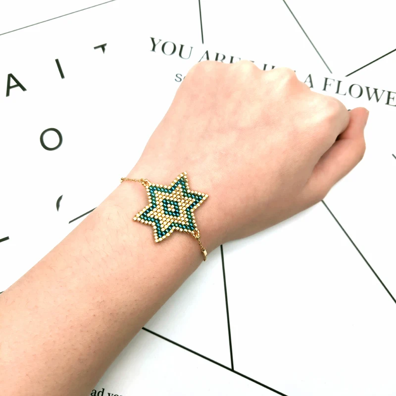 

Miyuki Bracelet Fashion Handmade Crystal Accessories Jewelry Star Ethnic Boho Gold Chain Charm Bangles For Woman Gifts Wholesale