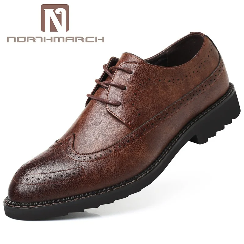

NORTHMARCH Formal Leather Shoes Men Lace-Up Business Oxford Shoes For Men Bullock Carving Dress Shoes Men Sapatos Social