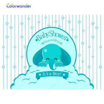 

Colorwonder Baby shower Backdrop A Boy Blue Elephant Photography backdrops Vinyl 7x5 Newborn Custom Name for New Year Home Decor