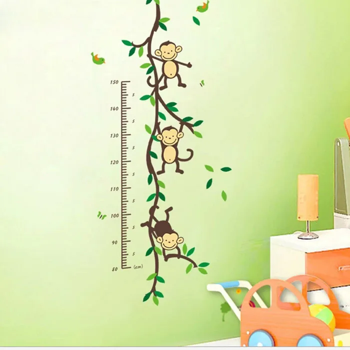 

Art Decals Warm Child Room Kids Height Measure Monkey Tree Stickers
