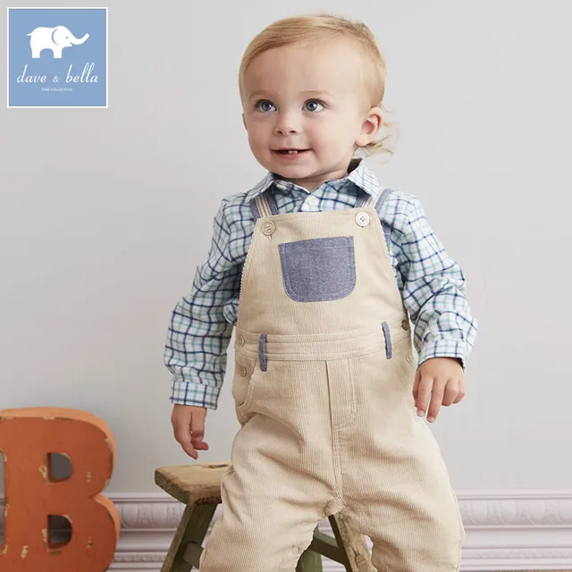 DB5444 dave bella autumn toddle overalls baby boys 100 cotton overalls
