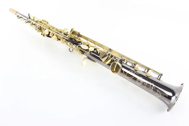 Best price at $313 Cheap Straight BB Soprano Saxophone 80th Anniversary Henry Reference 54 Black Nickel Gold Top Musical Instruments