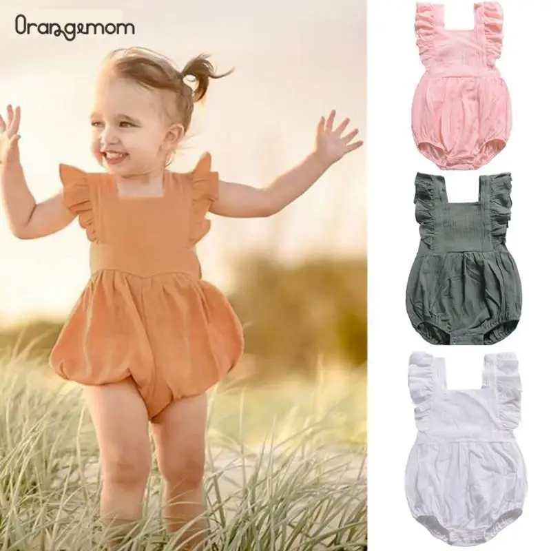 Новая одежда для маленьких девочек orangemom 4 цвета, летние комбинезоны для маленьких девочек от 0 до 3 лет, комбинезон Детский комбинезон импортный костюм