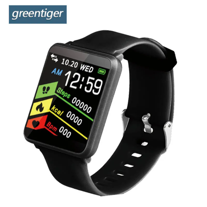 

Greentiger Color Screen F1 Smart Bracelet Band Waterproof Fitness Tracker Heart Rate Monitor Sport Smart Watch Men Android IOS