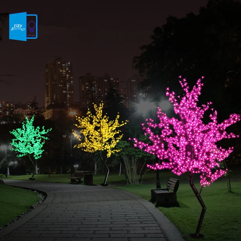 Baru Luminaria Luz De LED Cherry Blossom Pohon Terang 1.5 M 1.8 M DIPIMPIN Pohon Lampu Landscape Luar Lampu Natal Pernikahan Deco