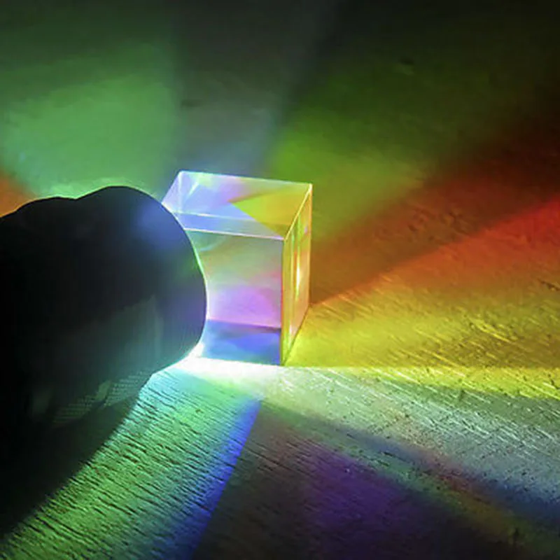 Optical Glass 20mm Combiner Cross Dichroic RGB Colorful X-Cube Prism Physics Teaching Tool