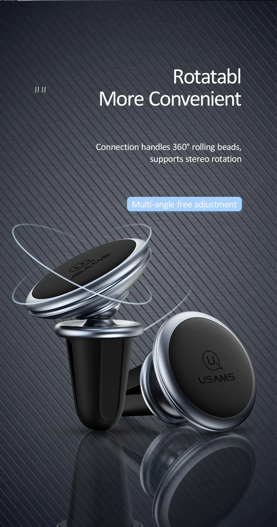 Универсальный магнитный автомобильный держатель для телефона USAMS для телефона на автомобильном магнитном вентиляционном отверстии стойка опора для мобильного телефона Xiaomi