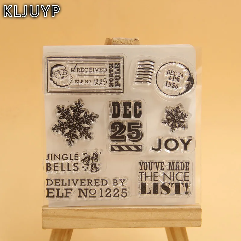 

KLJUYP 1 sheet DIY Merry Christmas Transparent Design Transparent Clear Rubber Stamp Seal Paper Craft Scrapbooking Decoration