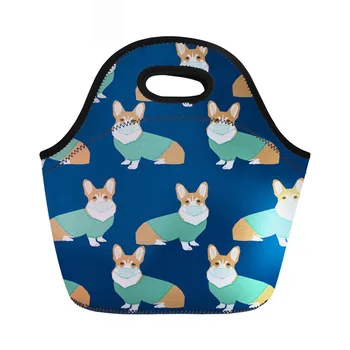 

Corgi Insulated Lunch Bag For Women Cute Japanese Snacks Handbag Female Casual Lunchbox Kids Girls Neoprene Lunch Totes
