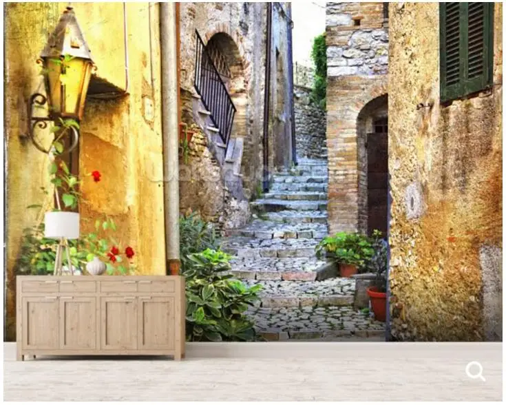 Пользовательские фото обои, средиземноморский Старый город улица Фреска для гостиной диван коридор фон декоративные обои