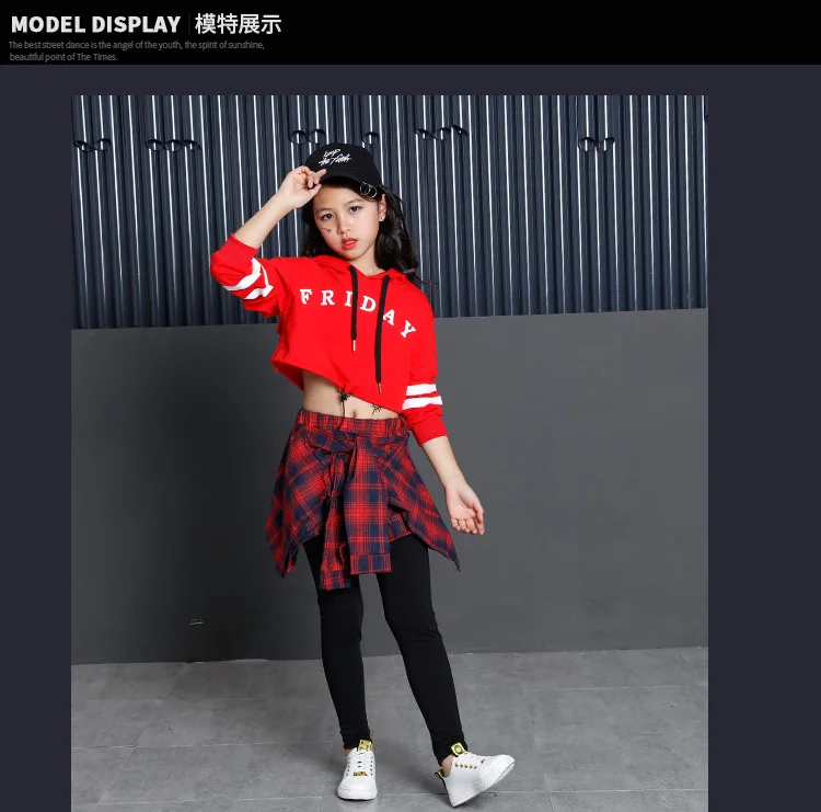 Long Sleeve Autumn Spring Black Girls Hip Hop Dance Costumes Kids Jazz Clothes Children Stage Ballroom Competition Dance Wear (10)