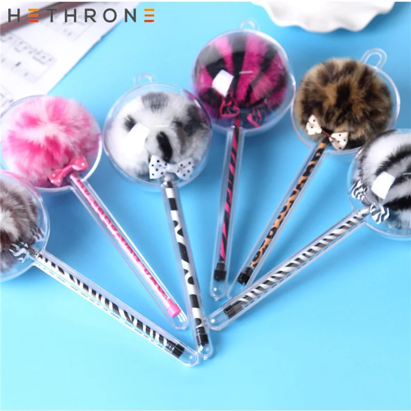 

Hethrone 1PC High Cute Kawaii Black Ink Leopard Plush Superfine stationery lapices gel for Writing Office School Supplies Crafts